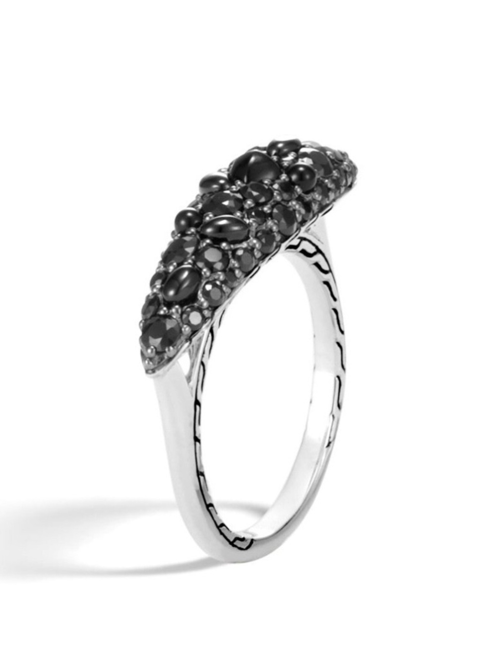 JOHN HARDY Classic Chain Ring with Black Sapphire & Black Spinel Size 5